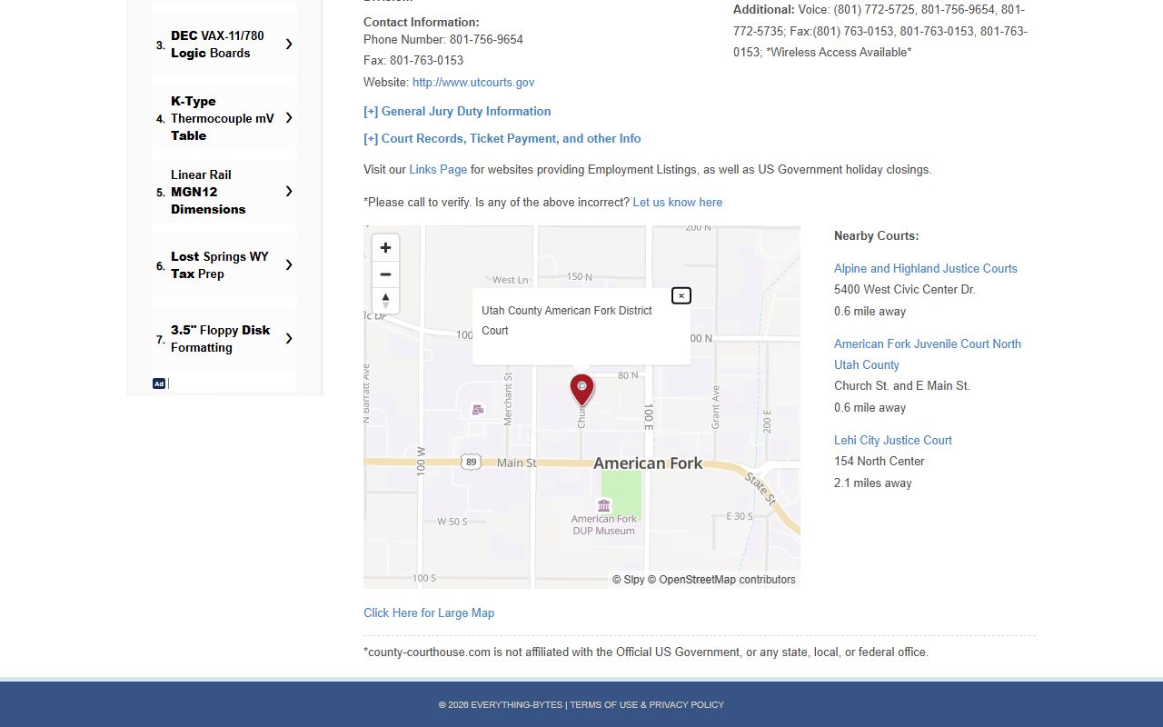 American Fork court and police records resources for criminal court record searches