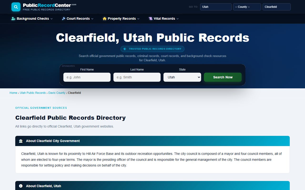 Clearfield public records directory for criminal court records research