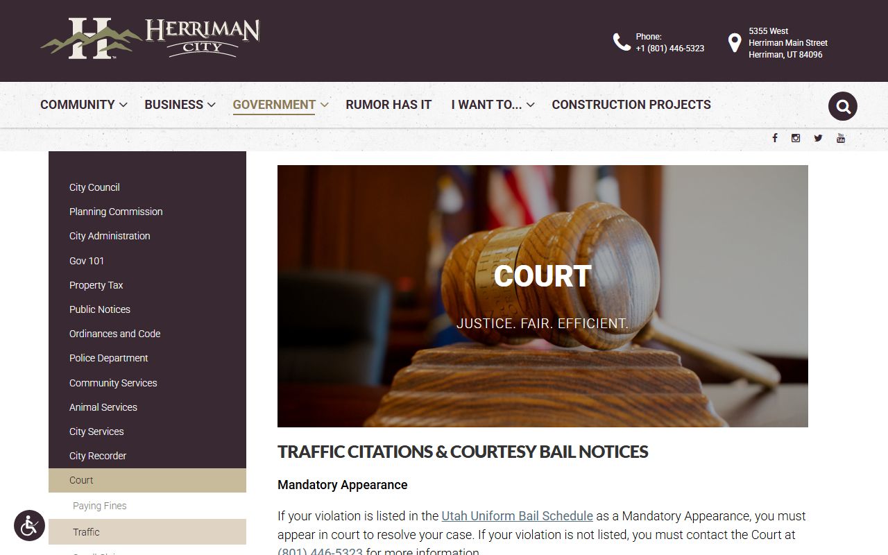 Herriman traffic citations and criminal court records