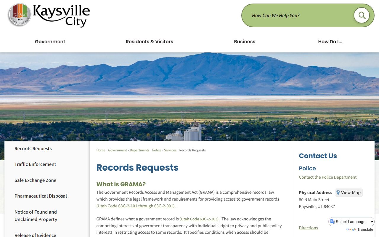 Kaysville records request portal for criminal court records