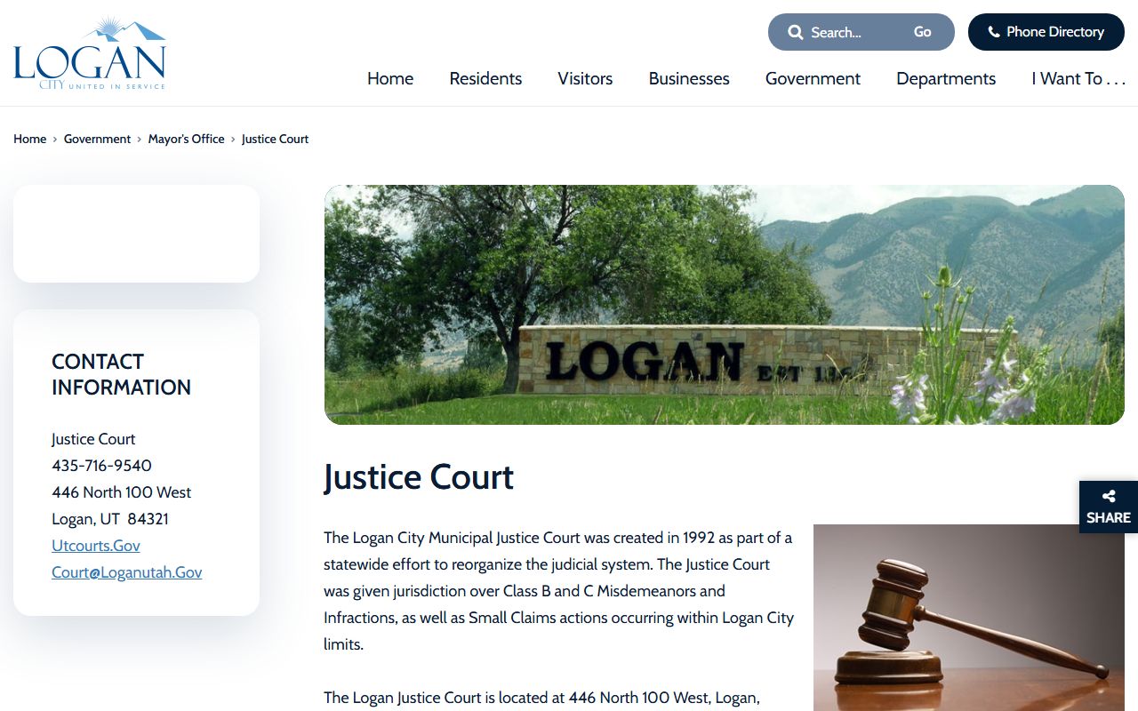 Logan Municipal Justice Court criminal court records
