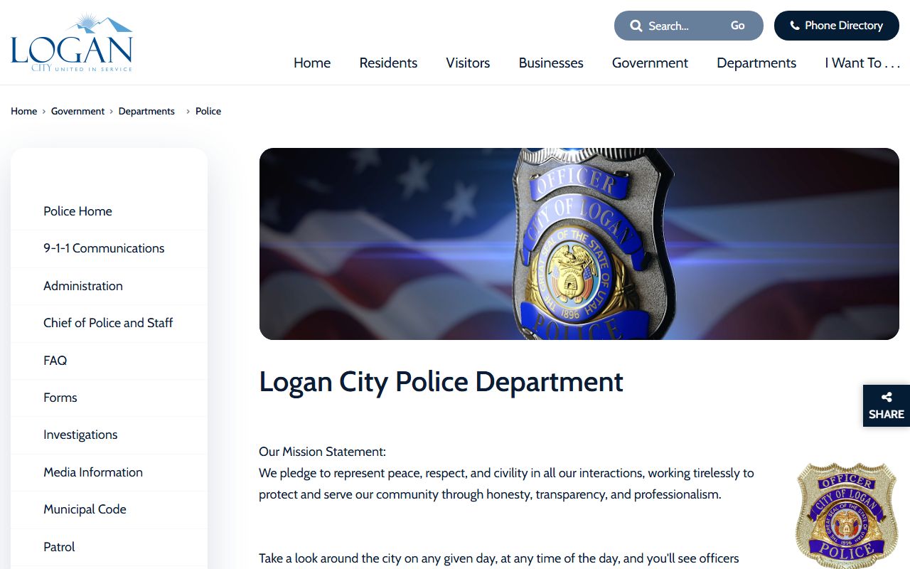 Logan Police Department records for criminal court records