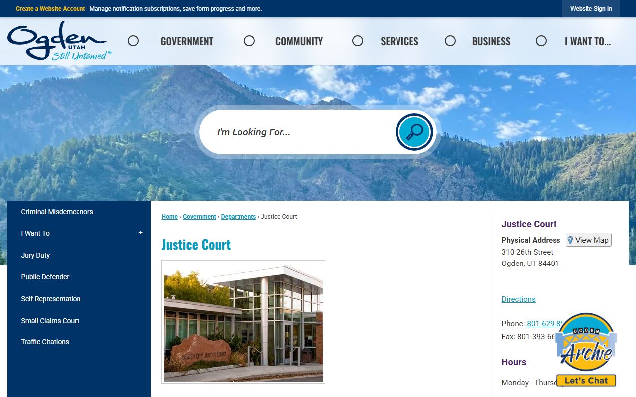 Ogden City Justice Court criminal court records