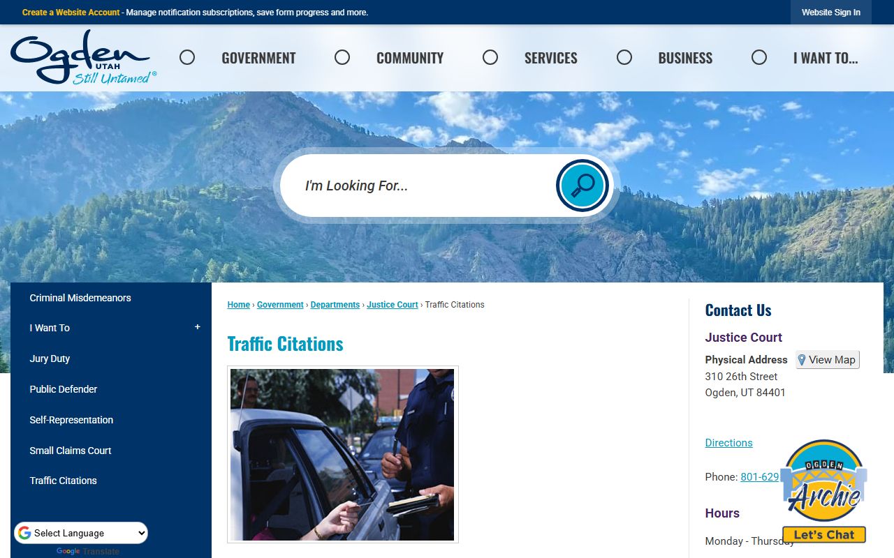 Ogden City traffic citations and criminal records