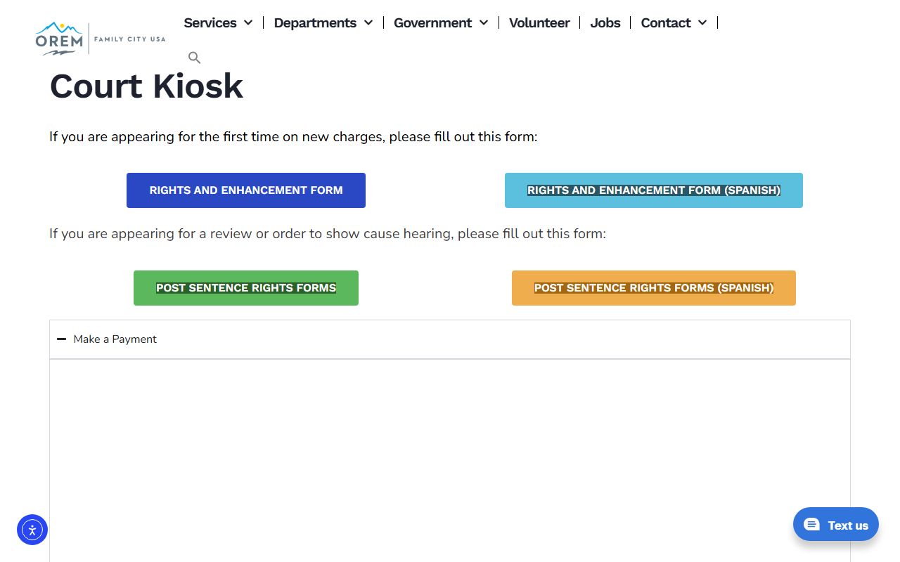 Orem court kiosk for criminal court record payments and case lookup
