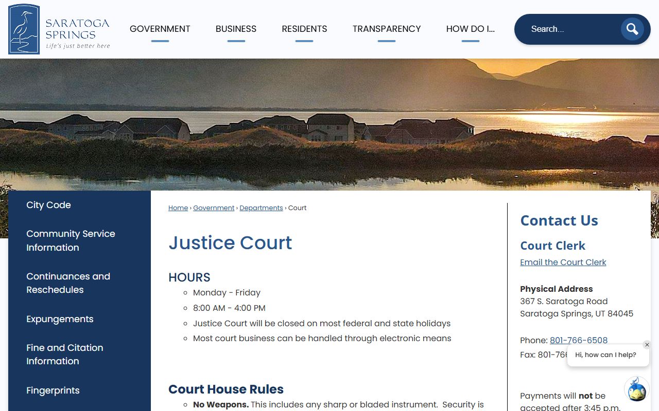 Saratoga Springs Justice Court criminal court records