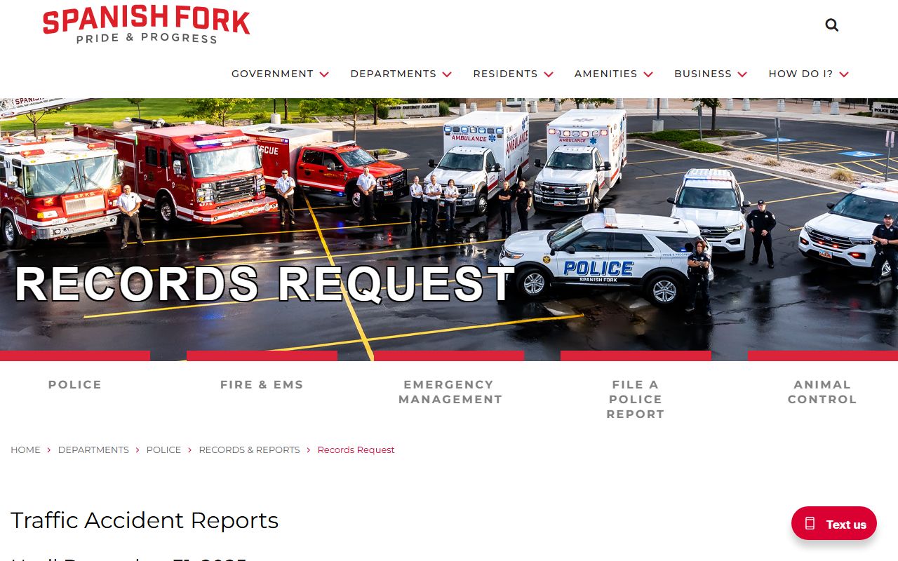Spanish Fork Police Department records request for criminal court records