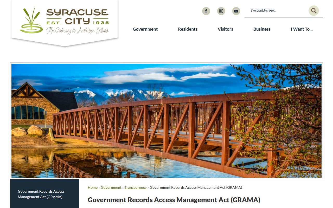 Syracuse GRAMA records request page for Syracuse public and criminal records access