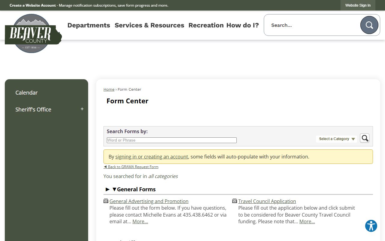 Beaver County criminal court records GRAMA request form