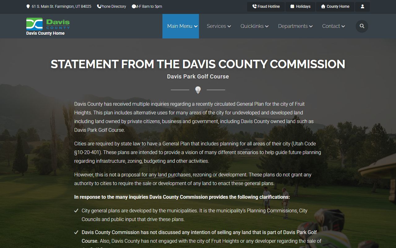 Davis County government homepage for public records access
