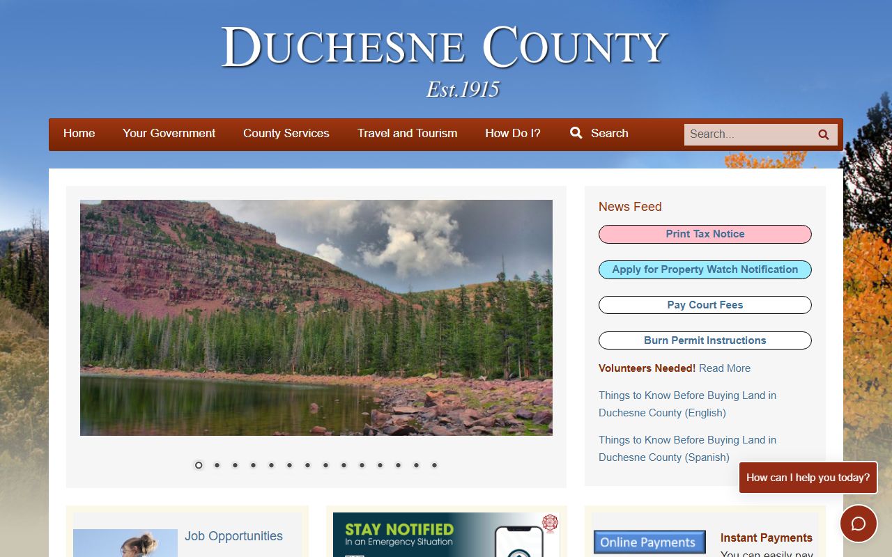 Duchesne County government homepage for public records