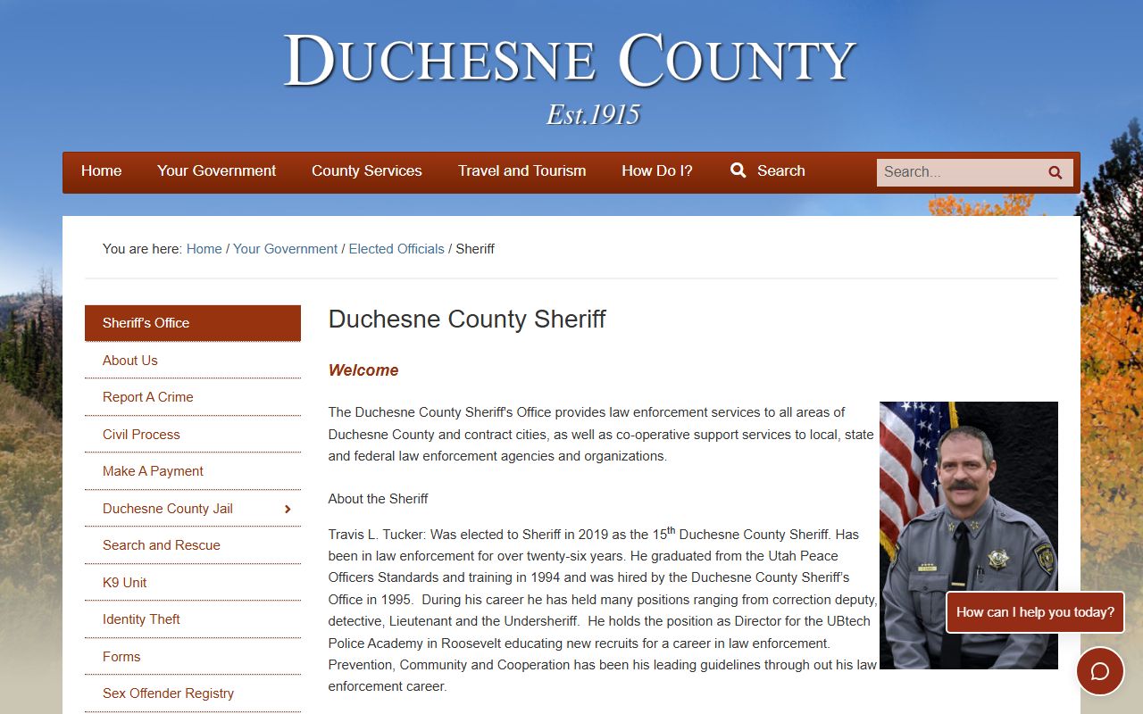 Duchesne County Sheriff's Office page for criminal court records