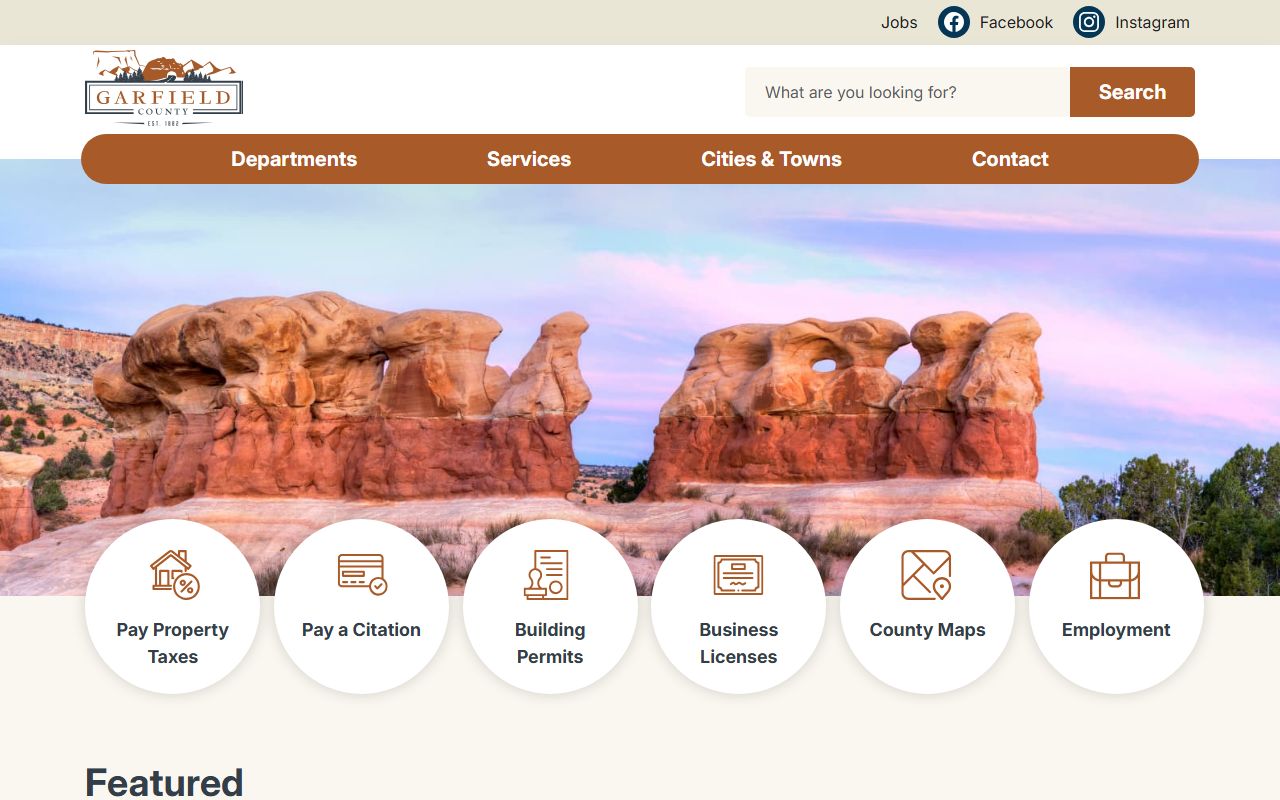 Garfield County government homepage for public records in Garfield County