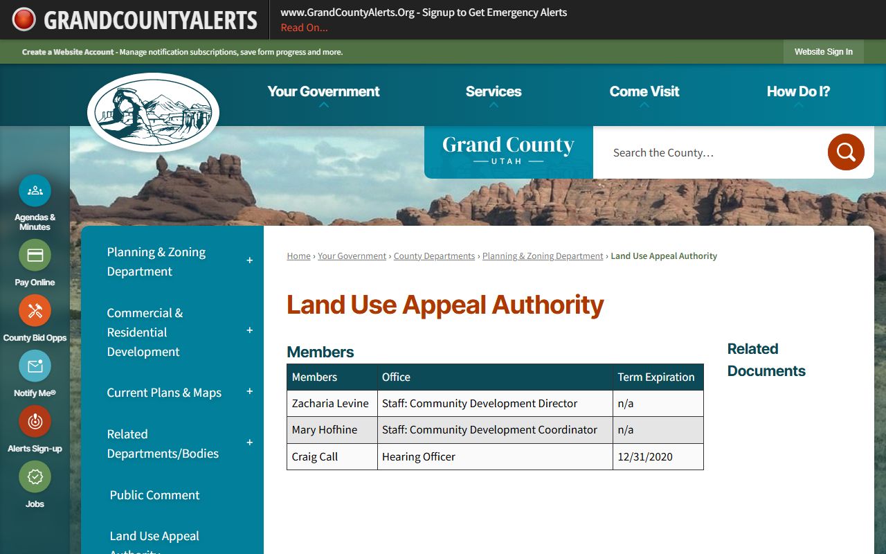 Grand County Sheriff's Office page for criminal court records in Moab