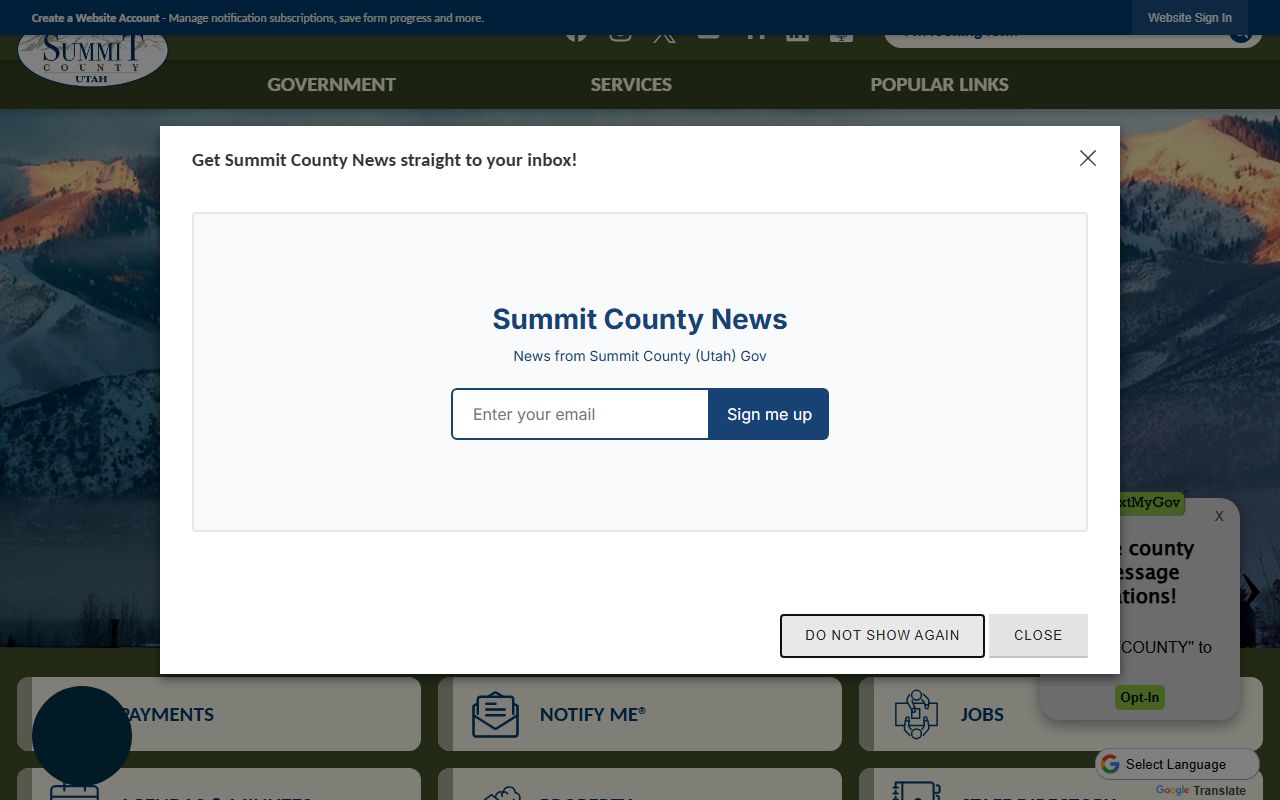 Summit County government homepage for criminal court records