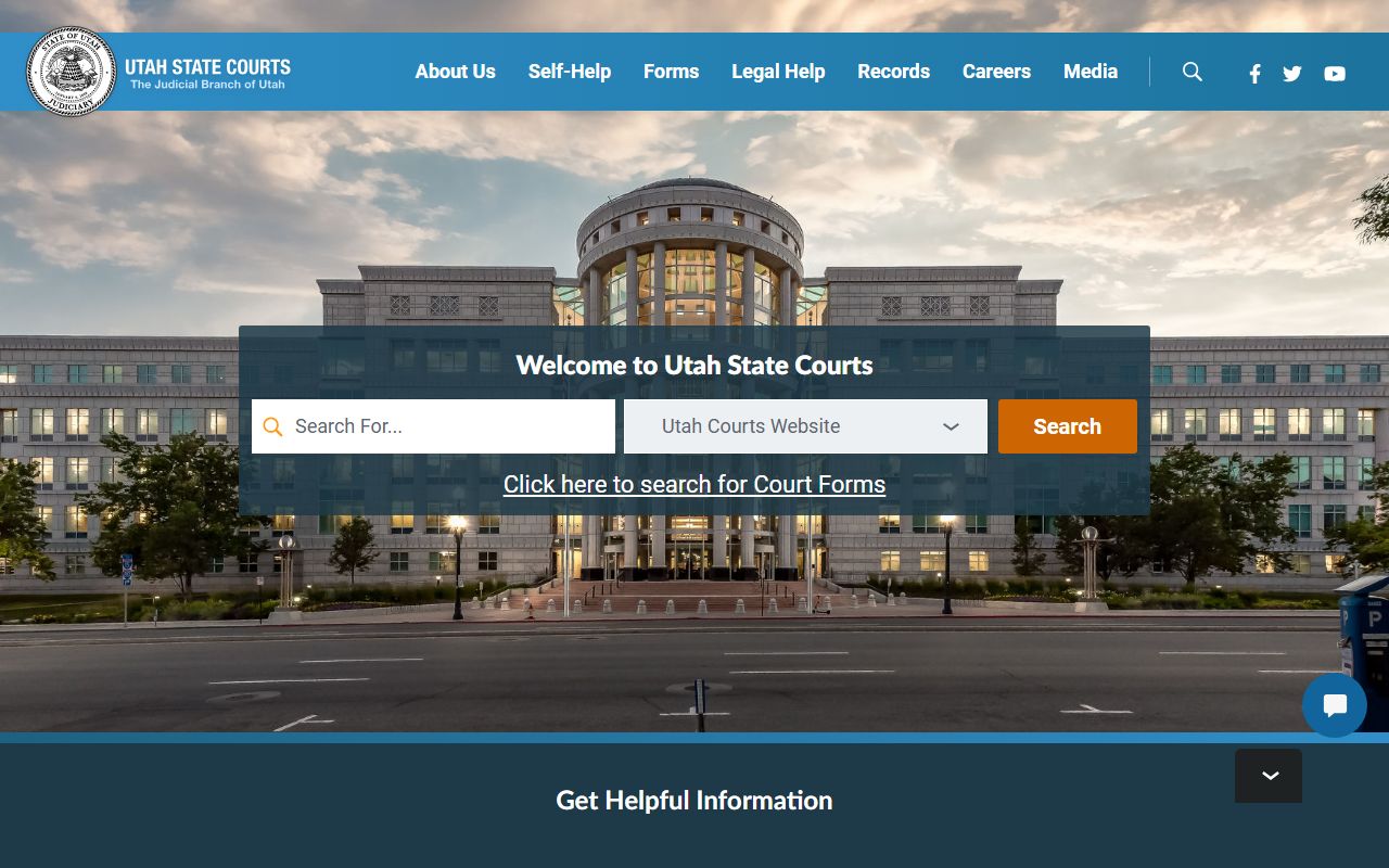 Utah State Courts homepage and portal for finding Utah criminal court records